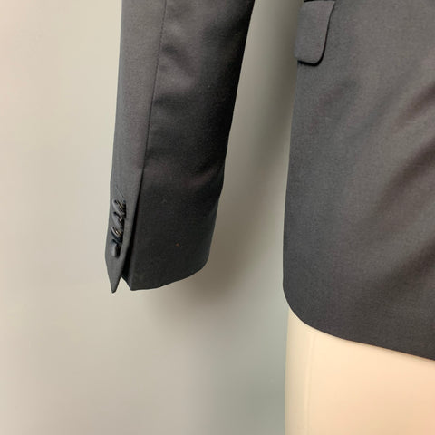 CALVIN KLEIN COLLECTION Size 36 Black Wool Peak Lapel Sport Coat