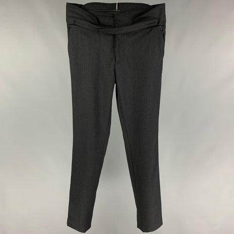 Vintage RAF SIMONS Fall 2016 Size 34 Black Wool High Waisted Dress Pants