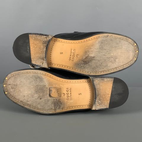 GUCCI Size 6 Black Solid Leather  Loafers