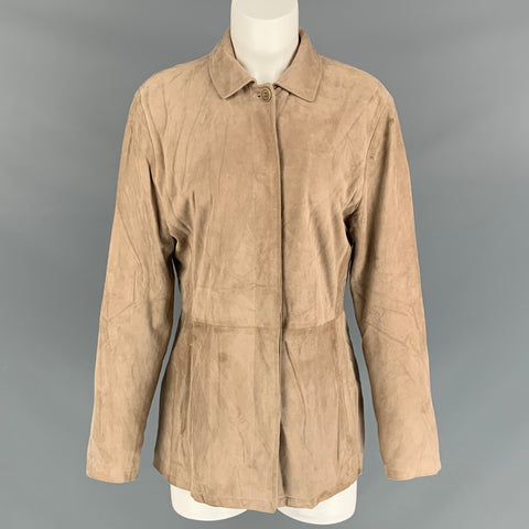 FACONNABLE Size M Tan Suede Goat Skin Hidden Buttons Jacket