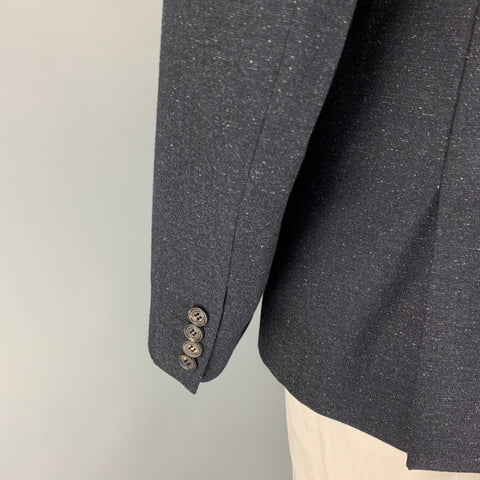 CALVIN KLEIN COLLECTION Size 46 Navy Heather Wool Silk Sport Coat