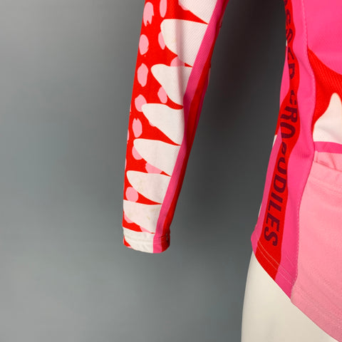 WALTER VAN BEIRENDONCK FW14 Size S Red Pink Graphic Nylon Jersey Bike Top