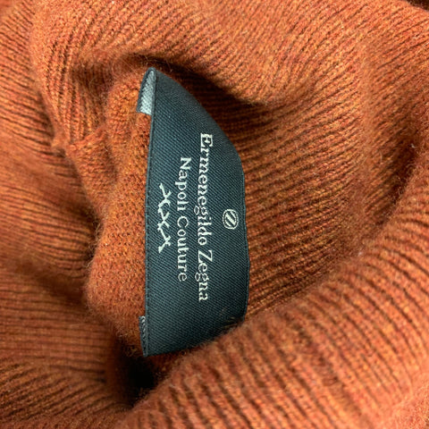 ERMENEGILDO ZEGNA Size M Rust Turtleneck Sweater