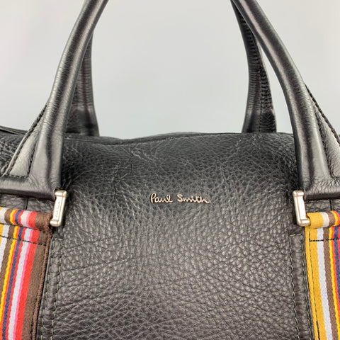 PAUL SMITH Black Pebble Grain Leather Laptop Bag