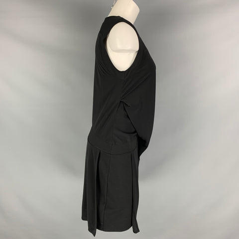 HELMUT LANG Size M Black Polyester Drapey Dress