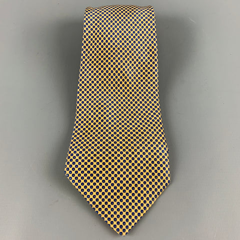 STEFANO RICCI Yellow Navy Nailhead Silk Tie
