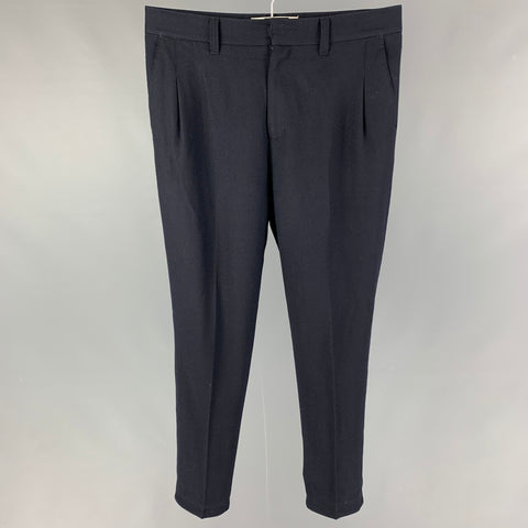 ROBERT GELLER Size 32 Navy Wool High Waisted Dress Pants