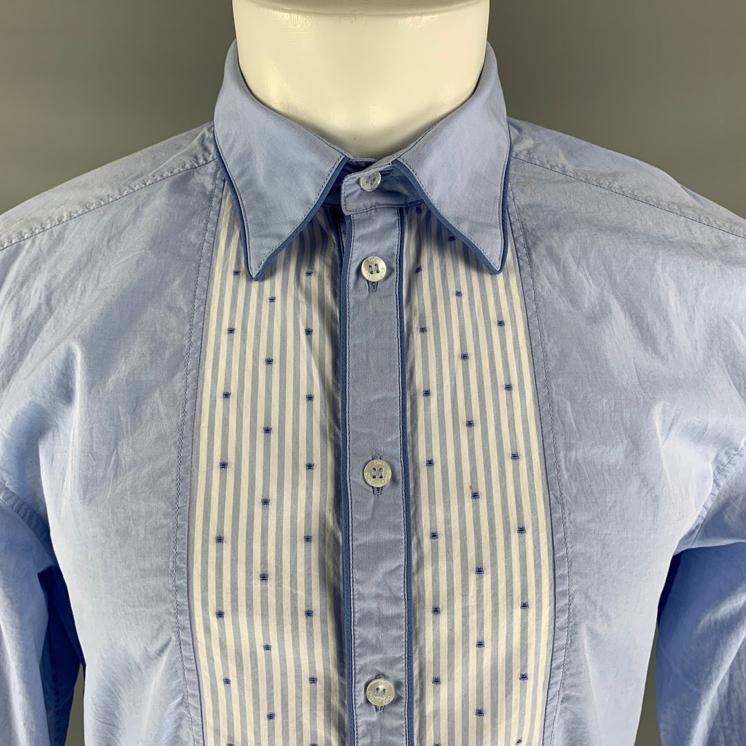 D&G by DOLCE & GABBANA Size M Light Blue Cotton Blend Long Sleeve Shirt