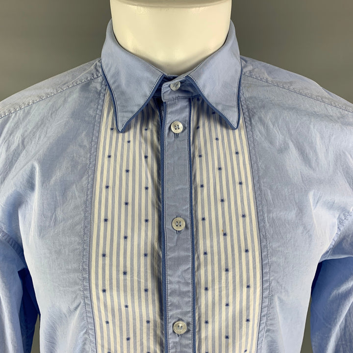 D&G by DOLCE & GABBANA Size M Light Blue Cotton Blend Long Sleeve Shirt