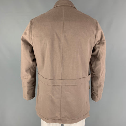 LORO PIANA Size L Taupe Cashmere Hidden Placket Strom System Jacket