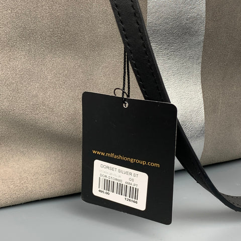 KEMPTON & Co Grey & Silver Stripe Suede Tote Handbag