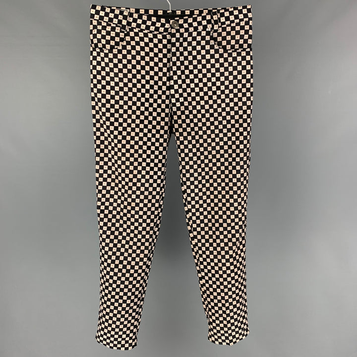 Vintage GIANNI VERSACE Size 32 Black White Checkered Casual Pants