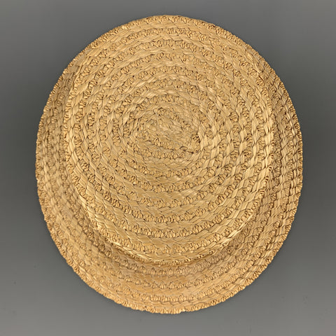 HERBERT JOHNSON Size 7 1/8 Straw Woven Red & Navy Grosgrain Boater Hat