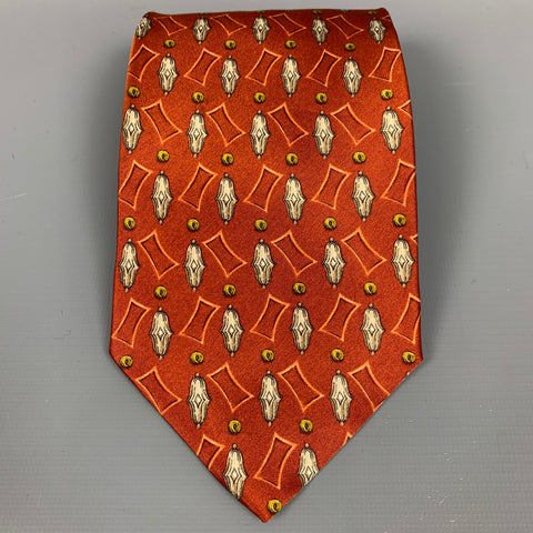 VALENTINO Copper & Cream Satin Silk Tie
