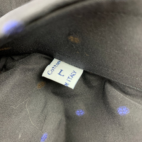 BRIONI Size L Black Dots Cotton Button Up Long Sleeve Shirt