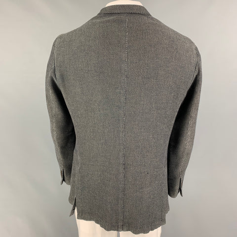 BOGLIOLI Size 44 Gray Textured Cotton Notch Lapel Sport Coat