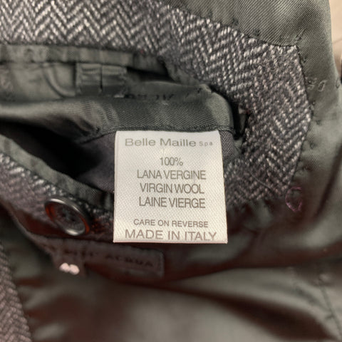 ALLESANDRO DELL' ACQUA Size 38 Charcoal Herringbone Virgin Wool Sport Coat