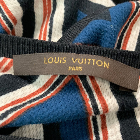 LOUIS VUITTON Size S Blue Black & White Zig Zag Cotton Crew-Neck T-shirt