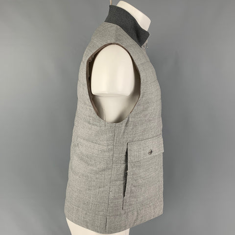 BRUNELLO CUCINELLI Size M Light Grey Quilted Wool Reversible Vest