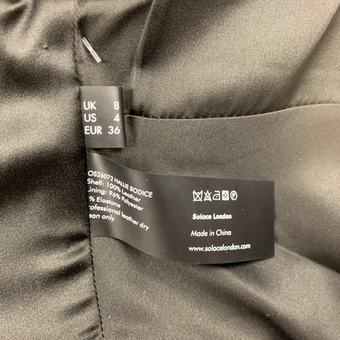 SOLANCE LONDON Size 4 Black Leather Cropped Casual Top