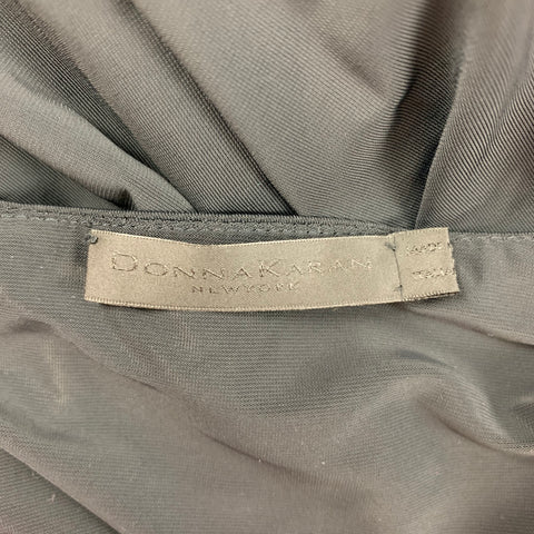 DONNA KARAN Size M Black Viscose Draped Long Dress