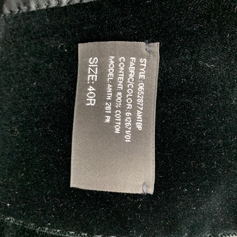 RALPH LAUREN Black Label Size 40 Regular Black Velvet Cotton Peak Lapel Sport Coat