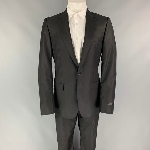 CALVIN KLEIN COLLECTION Size 38 Black Wool Notch Lapel Suit