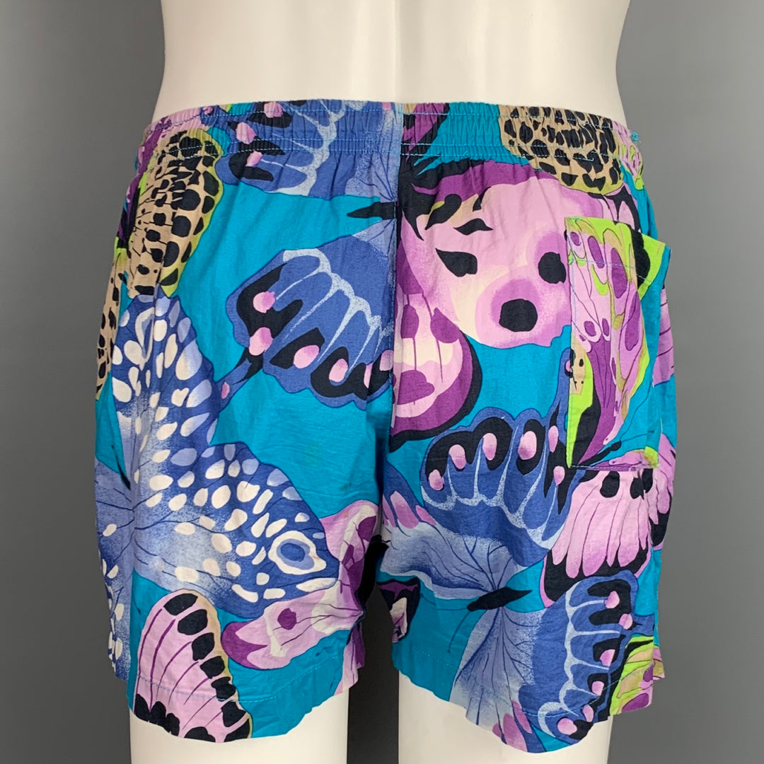 ETRO Size L Multi-Color Butterfly Cotton Swim Trunks