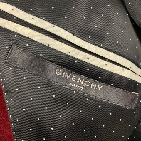 GIVENCHY Size 38 Burgundy Cotton Velvet Notch Lapel Sport Coat