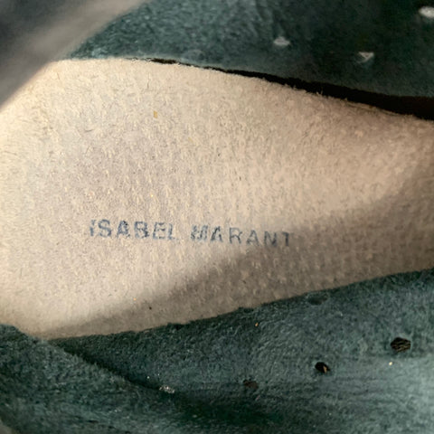 ISABEL MARANT Zapatillas de deporte con cuña perforada de cuero negro talla 7