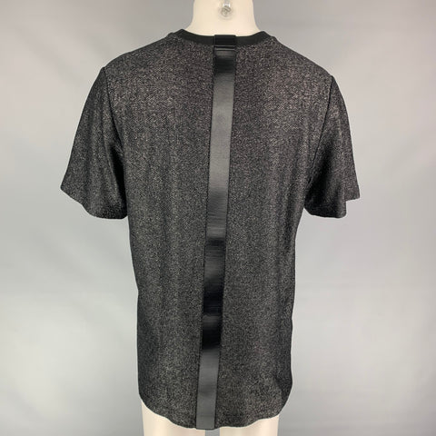 ALEXANDER WANG Size M Black Textured Cotton / Polyamide Crew-Neck T-shirt