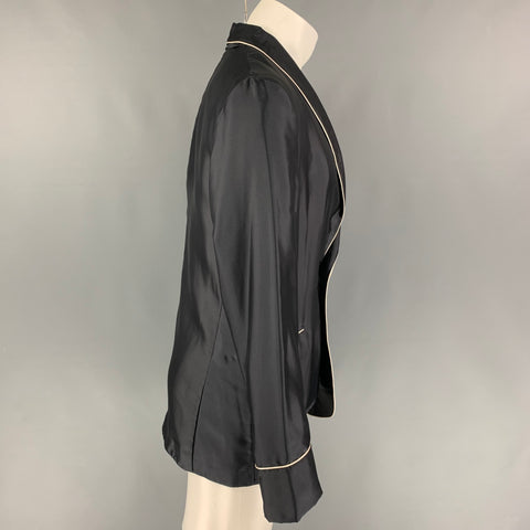 LA PERLA Size M Black Beige Silk Shawl Collar Sport Coat