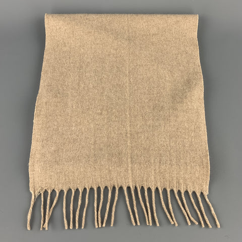 AMICALE Tan Cashmere Fringe Scarf