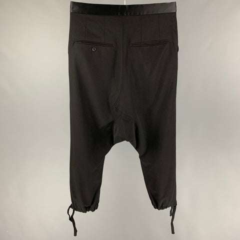 GANRYU Size M Black Wool Drop-Crotch Dress Pants