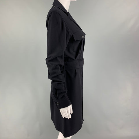 RALPH LAUREN Black Label Size 6 Navy Wool Shirt Dress