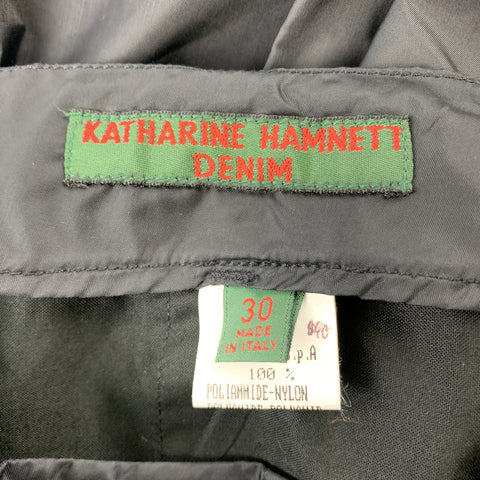 KATHARINE HAMNETT Size 30 Black Solid Nylon Zip Fly Casual Pants