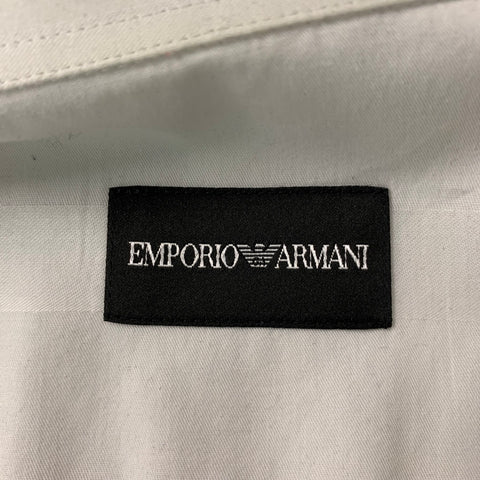 EMPORIO ARMANI Size M White on White Stripe Cotton Long Sleeve Shirt
