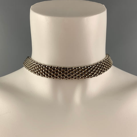 VINTAGE Silver Gold Woven Metal Necklace