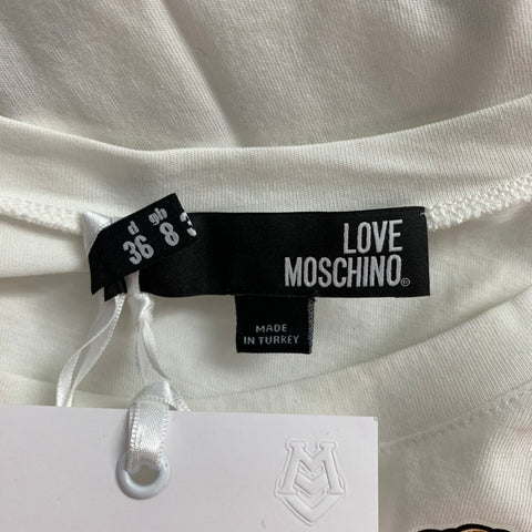 LOVE MOSCHINO Talla 4 Camiseta con estampado Love Jewel de algodón blanco y dorado