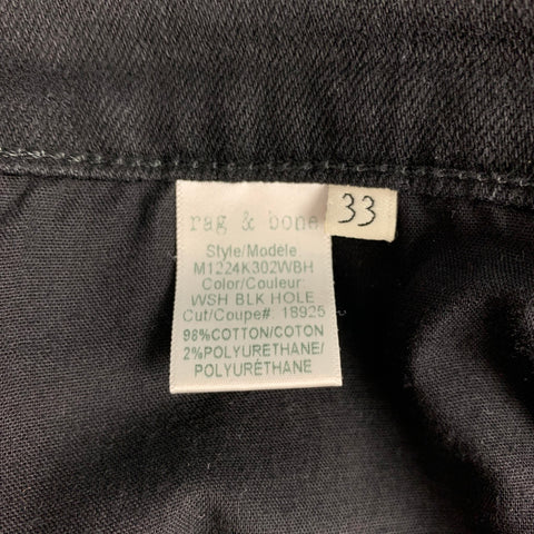 RAG &amp; BONE Taille 33 Jean slim en polyuréthane et coton vieilli noir avec braguette boutonnée