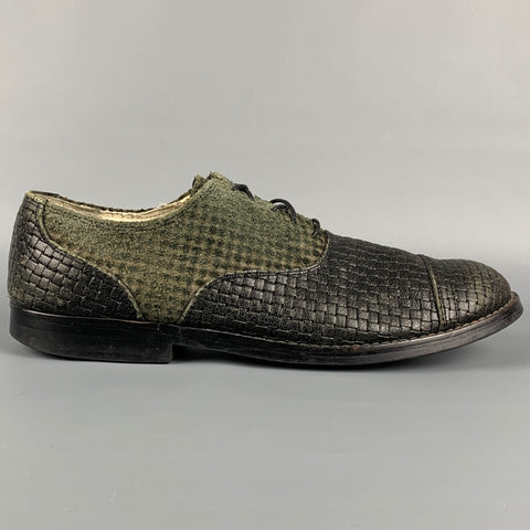 COMME des GARCONS HOMME PLUS Taille 9.5 Chaussures à lacets en cuir tressé gris noir