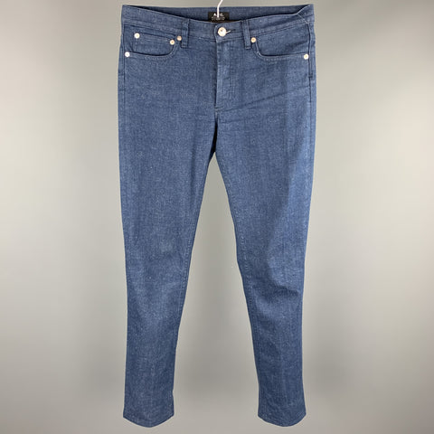 A.P.C. Size 27 Navy Textured Cotton Jean Cut Casual Pants