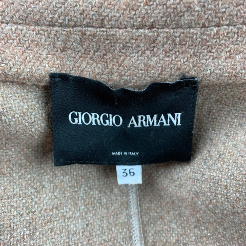 GIORGIO ARMANI Talla 0 Chaqueta abotonada con solapa de muesca en mezcla de cachemir texturizada color topo
