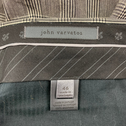 JOHN VARVATOS Taille 36 Noir Blanc Glenplaid Laine Peak Revers Gilet Costume