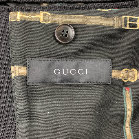 GUCCI Size 38 Regular Black Textured Wool Notch Lapel Sport Coat