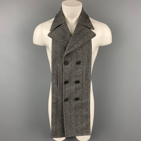 NEIL BARRETT Size S Grey & Charcoal Herringbone Wool Blend Scarf