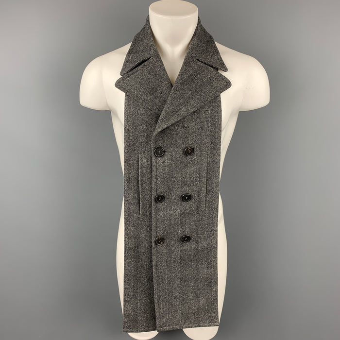 NEIL BARRETT Size S Grey & Charcoal Herringbone Wool Blend Scarf