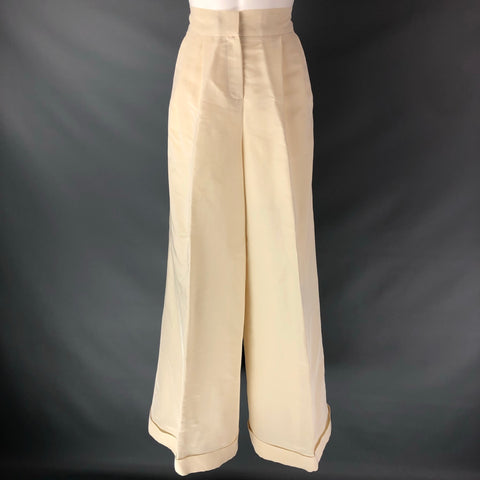 NO BRAND Size 6 Cream Silk Dress Pants