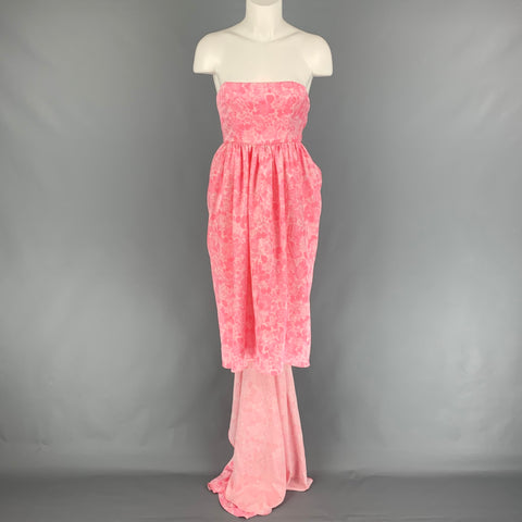 MAISON AMORY Vestido de cuento de hadas floral de poliéster blanco rosa talla S