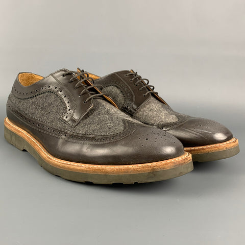 PAUL SMITH Taille 9,5 Chaussures à lacets en cuir gris Wingtip